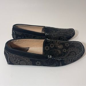 Robert Graham Men’s Soprano Paisley Floral Skull Suede Drivers Loafer Size 11.5